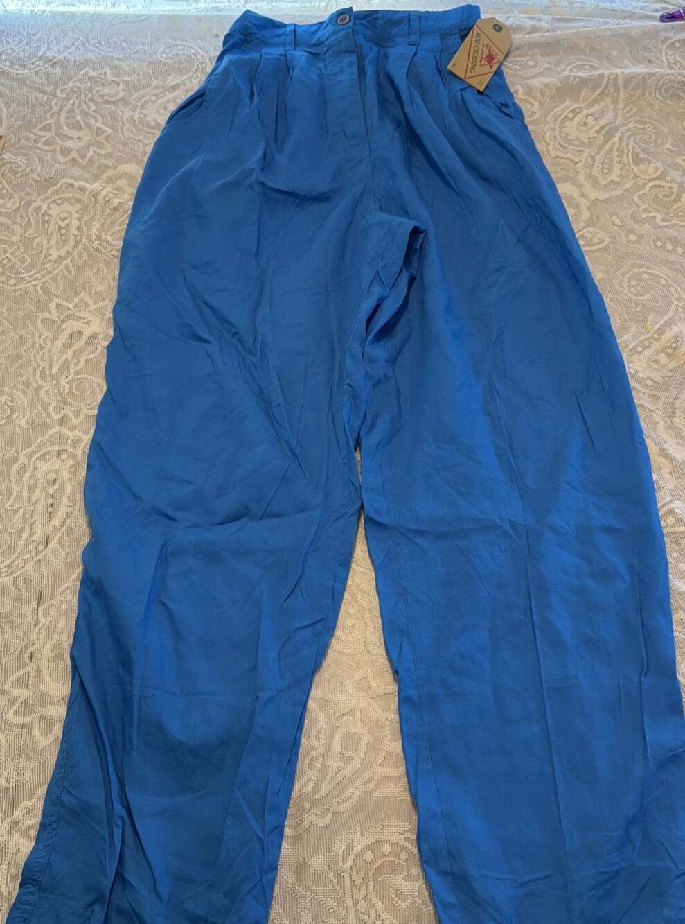 Roo Crossing 90’s Vntge 100%Rayon Silk Feel Wide Straight Legs Boho Resort Wear